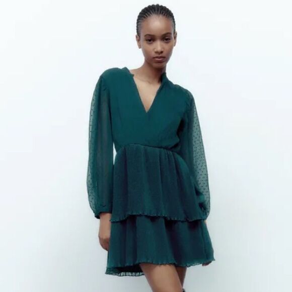 ZARA SHORT DOTTED MESH DRESS - Picture 8 of 8